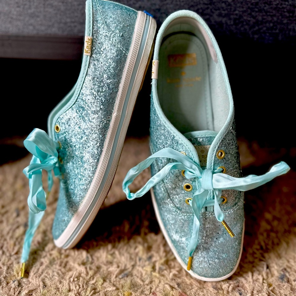 Kate Spade x Keds Baby Blue Sparkly Sneakers